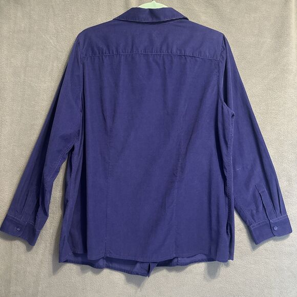 Talbots Corduroy Button Up Shirt Plus Size 1x Eggplant Purple Lightweight - Picture 3 of 7